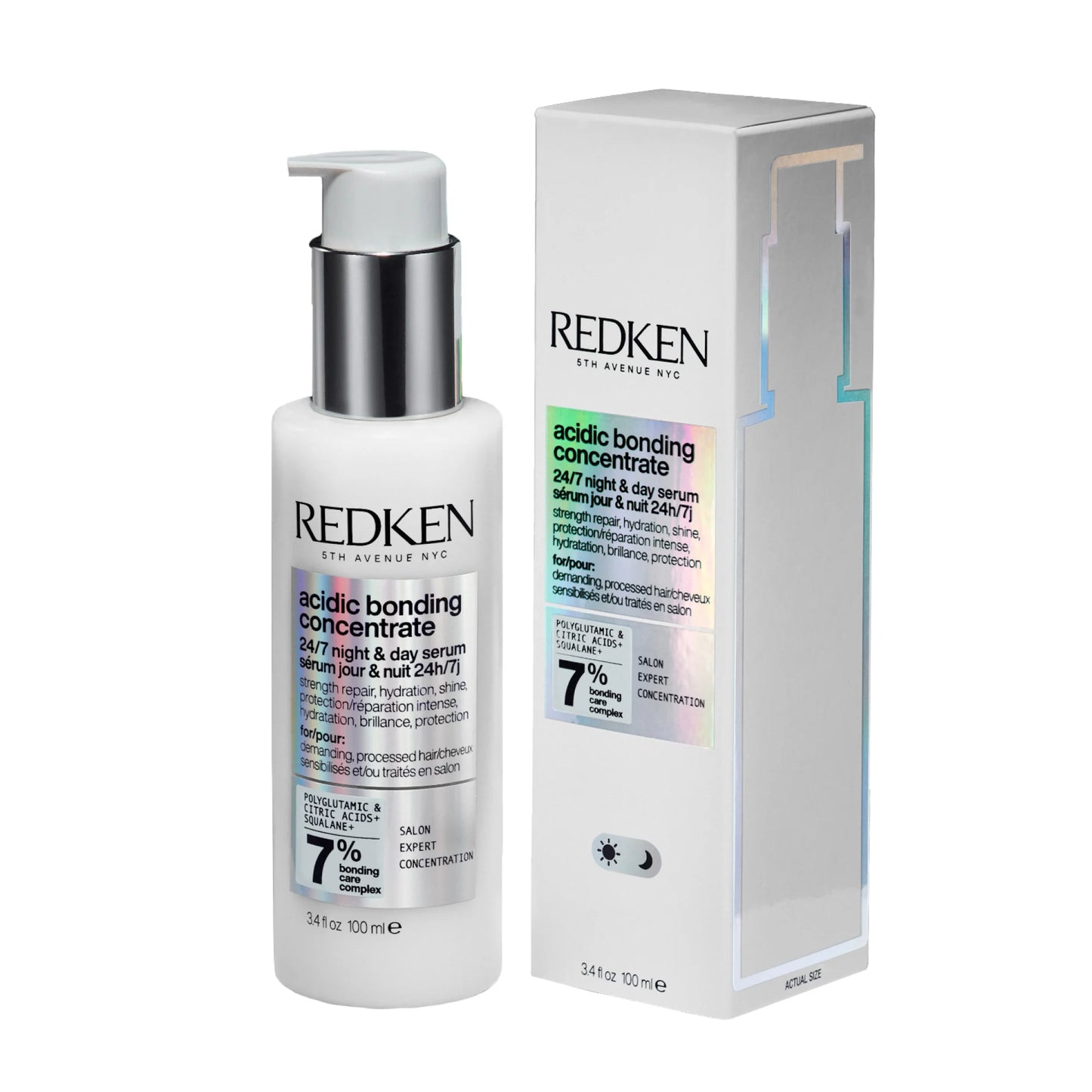 Redken Acidic Bonding Concentrate 24/7 Night & Day Serum 100ml | Intensive Repair for Damaged Hair