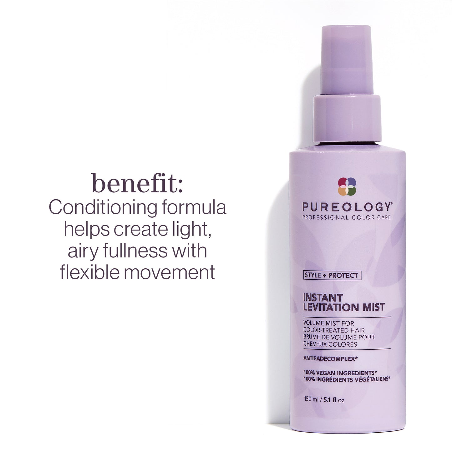 Pureology Style + Protect Instant Levitation Mist 150ml | Weightless Volume & Heat Protection for Fine, Color-Treated Hair
