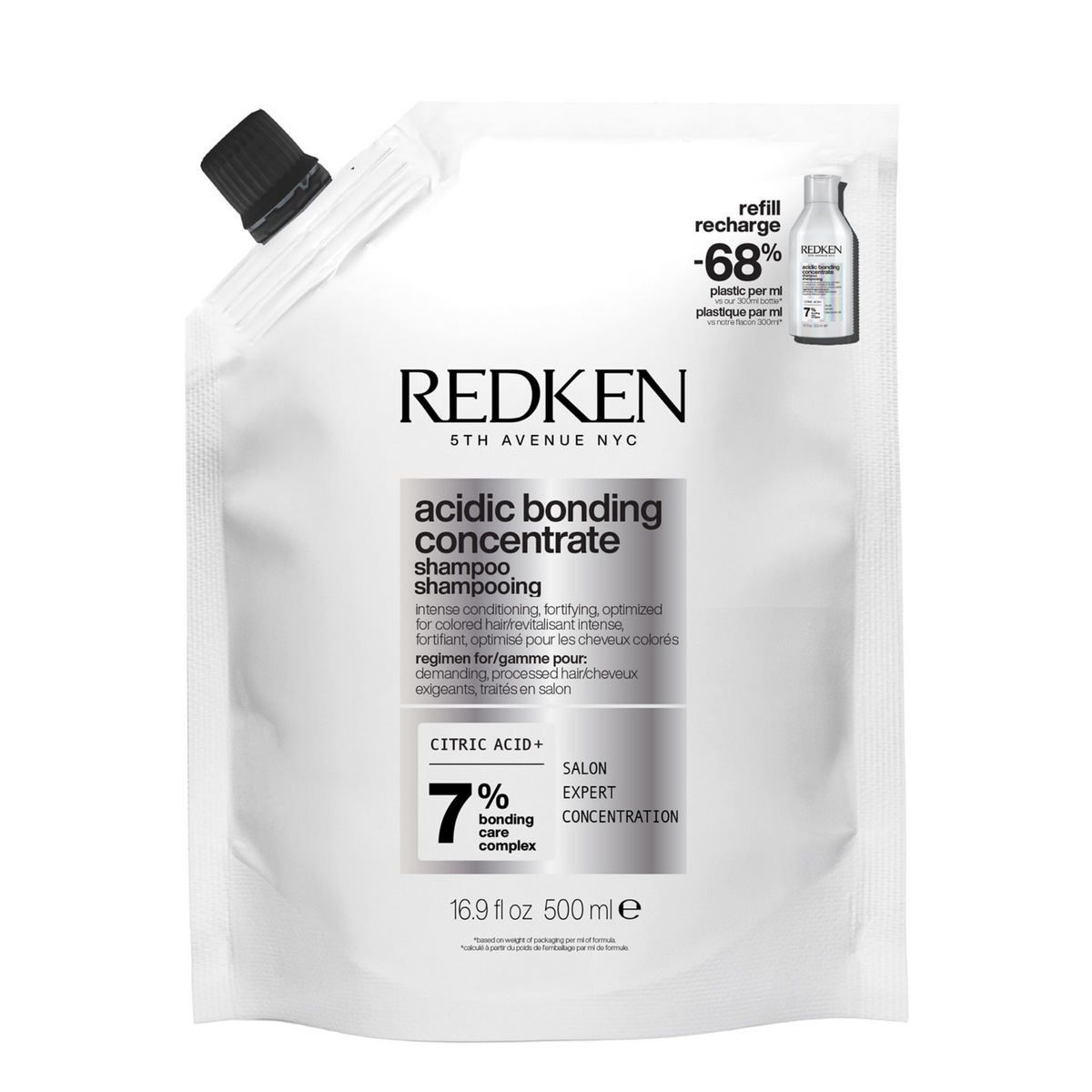 Redken Acidic Bonding Concentrate Shampoo Refill 500 mL — front of refill pouch