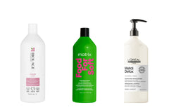 Biolage Color Last Shampoo 1L; Matrix Food For Soft Hydrating Shampoo 1L; L'Oréal Professionnel Metal Detox Shampoo 1.5L.