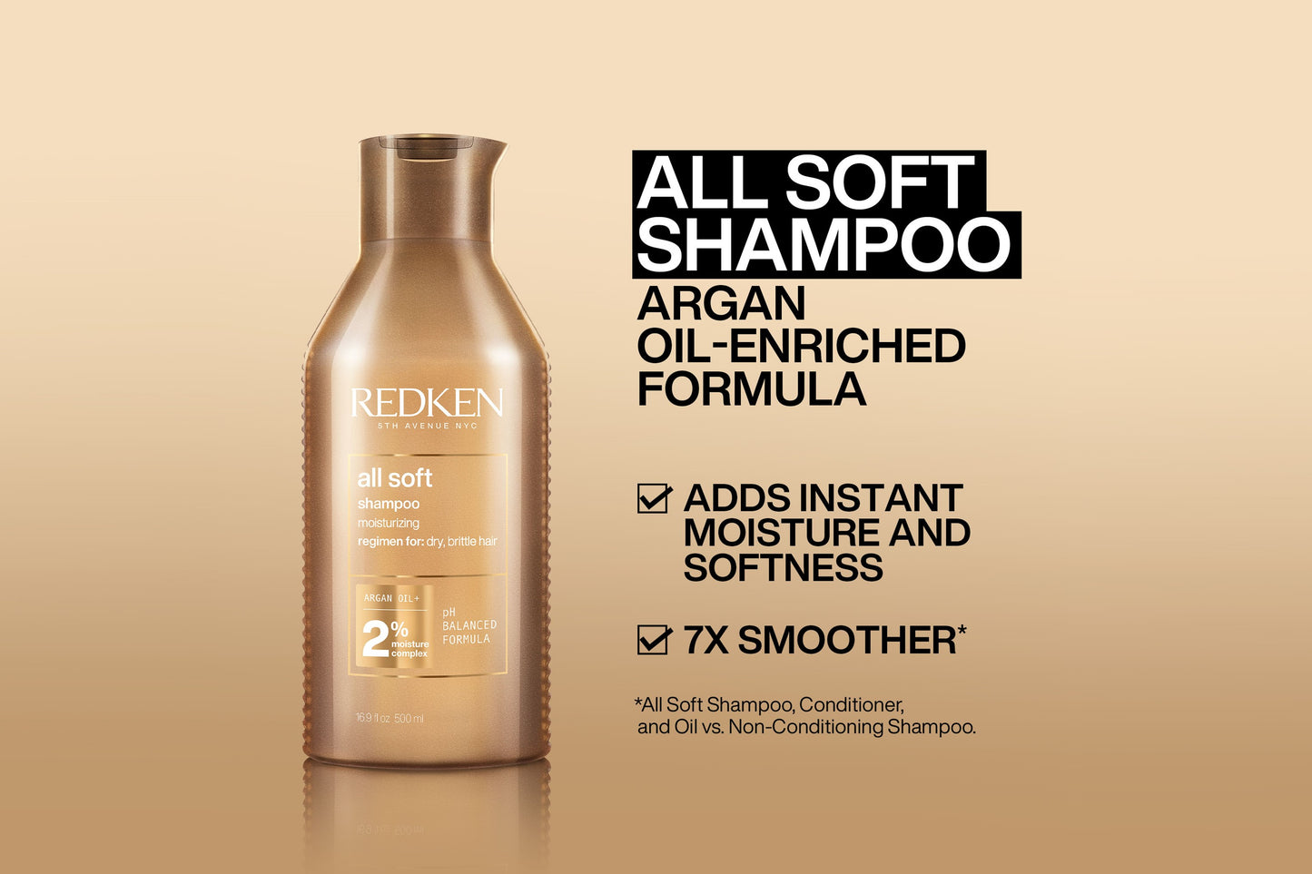 Redken All Soft Shampoo With Argan Oil 1000ml 1L