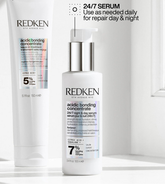Redken Acidic Bonding Concentrate 24/7 Night & Day Serum 100ml | Intensive Repair for Damaged Hair