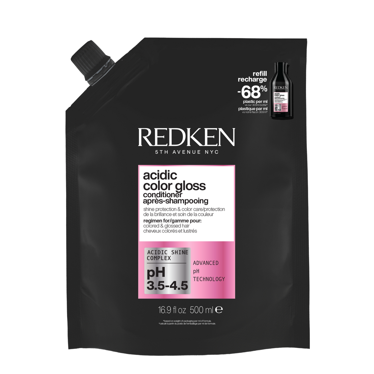 Redken Acidic Color Gloss Conditioner Refill 500 mL — front of refill pouch