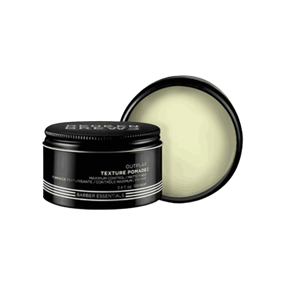 Redken Brews Outplay Texture Pomade 100ml — tub with lid open beside it